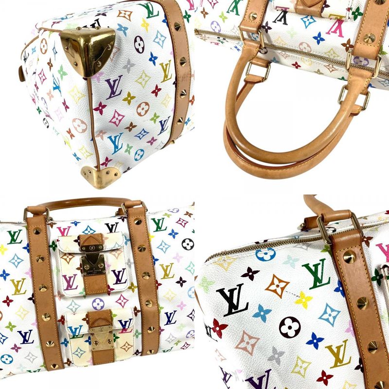 Louis Vuitton Boston Bag Keepall 45 Monogram Multicolor Canvas Blanc White