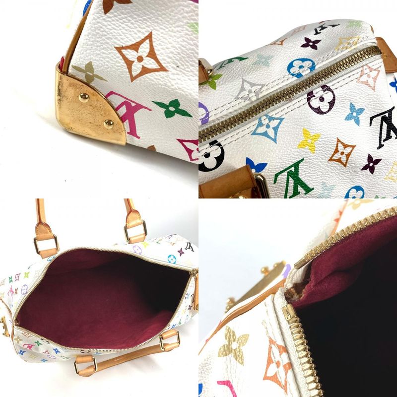Louis Vuitton Boston Bag Keepall 45 Monogram Multicolor Canvas Blanc White