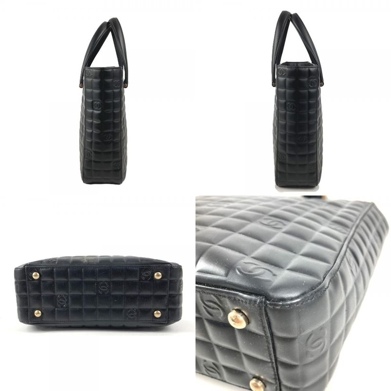 Chanel Handbag Logo CC Choco Bar Leather Black