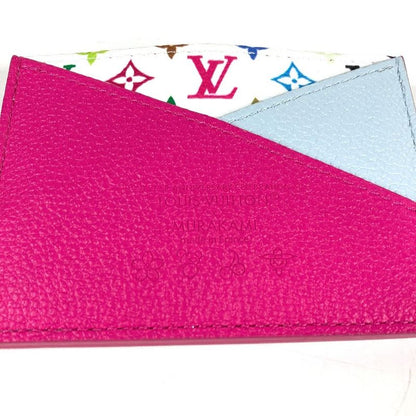 Louis Vuitton Card Case Holder Criss Cross Monogram Multicolor Canvas Pin White