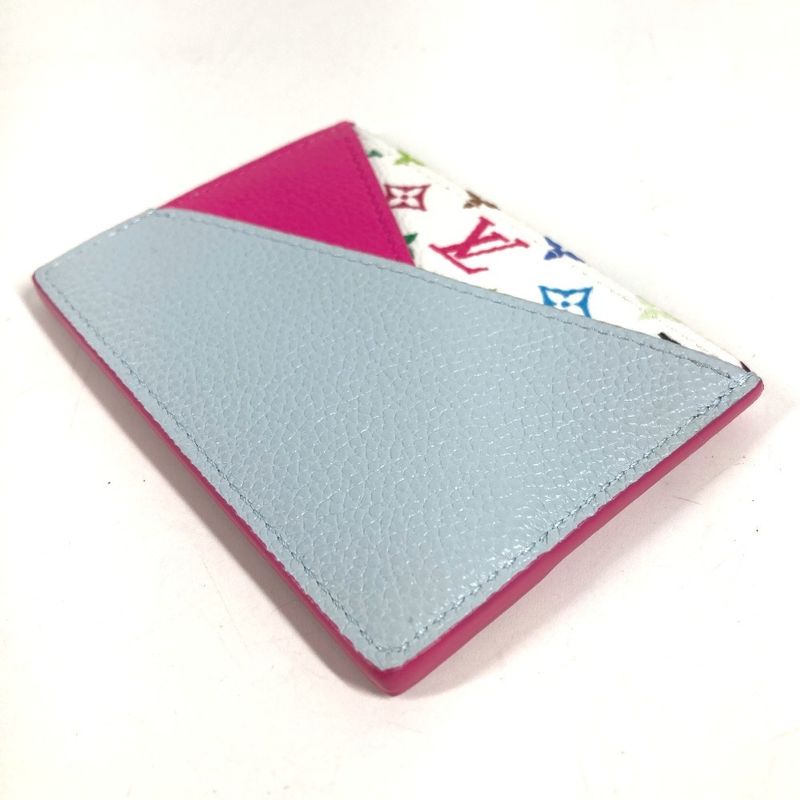 Louis Vuitton Card Case Holder Criss Cross Monogram Multicolor Canvas Pin White