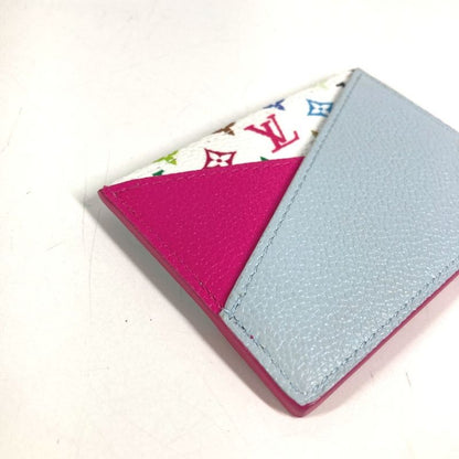 Louis Vuitton Card Case Holder Criss Cross Monogram Multicolor Canvas Pin White