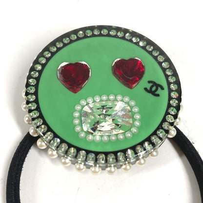 Chanel Hair Tie Heart CC Logo Plastic Black