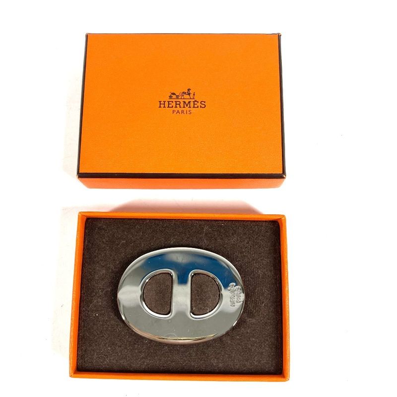 Hermes Scarf Ring Chaine D'ancre Logo Metal Black