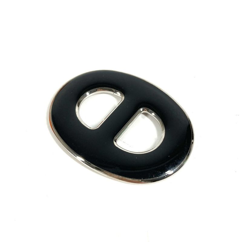 Hermes Scarf Ring Chaine D'ancre Logo Metal Black