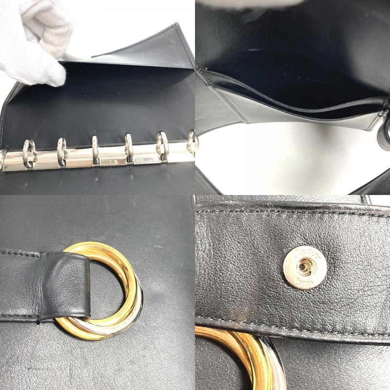 Cartier Notebook Cover Trinity Logo Leather Black Agenda