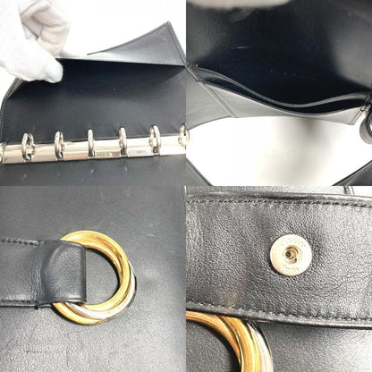 Cartier Notebook Cover Trinity Logo Leather Black Agenda