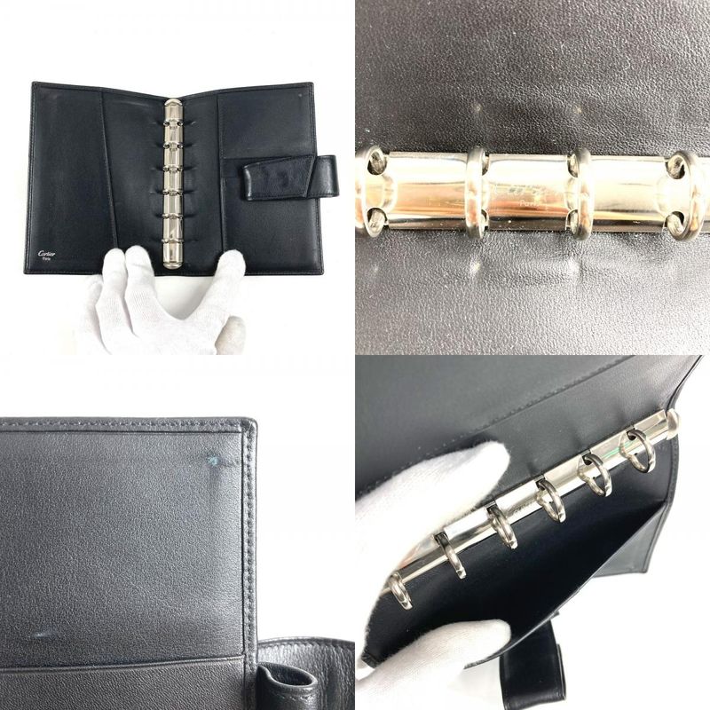 Cartier Notebook Cover Trinity Logo Leather Black Agenda