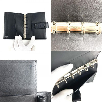 Cartier Notebook Cover Trinity Logo Leather Black Agenda
