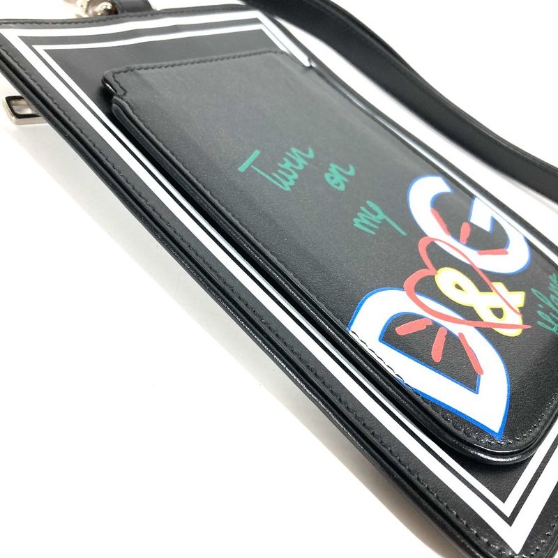 Dolce & Gabbana Dolgaba Pouch Logo Leather Black
