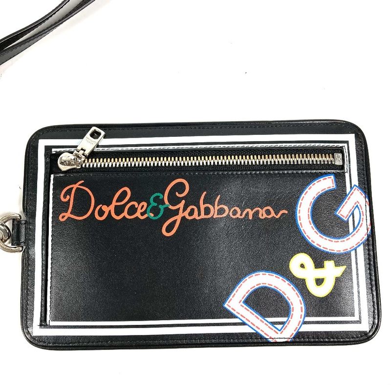 Dolce & Gabbana Dolgaba Pouch Logo Leather Black