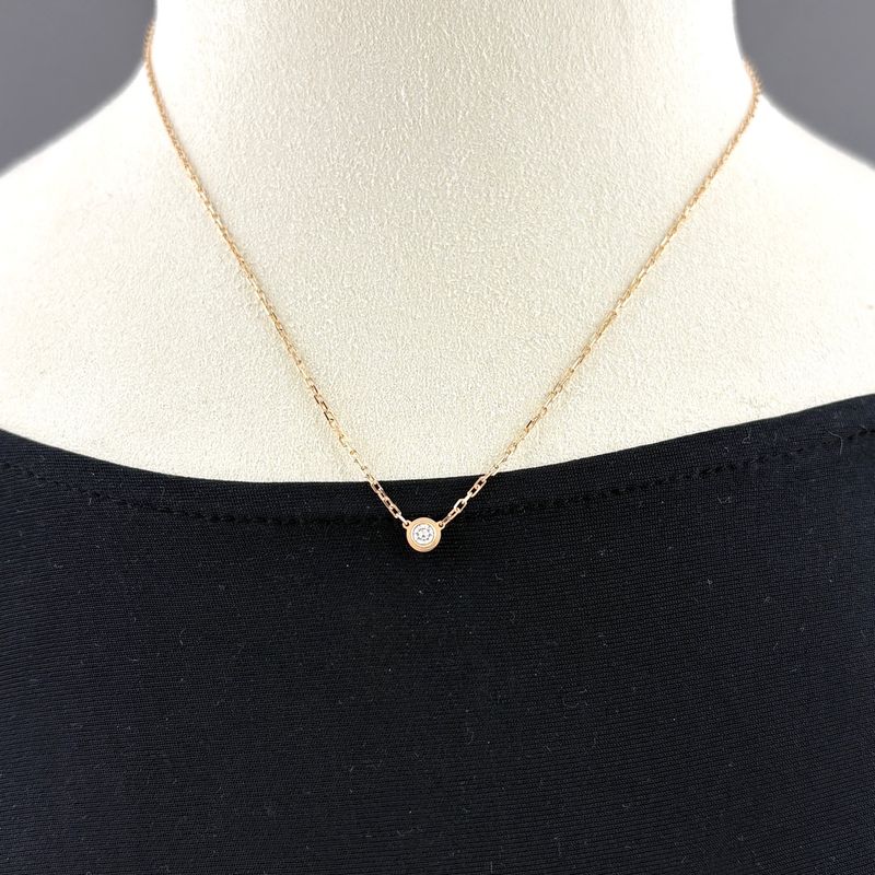 Cartier Damier SM Necklace PG Pink Gold Diamond Pendant