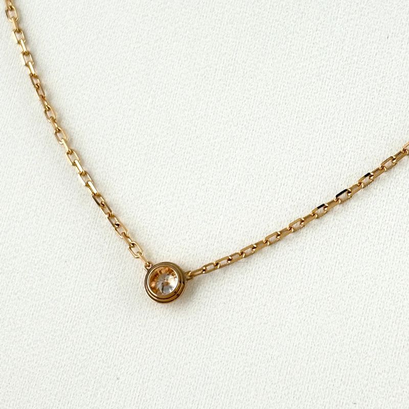 Cartier Damier SM Necklace PG Pink Gold Diamond Pendant