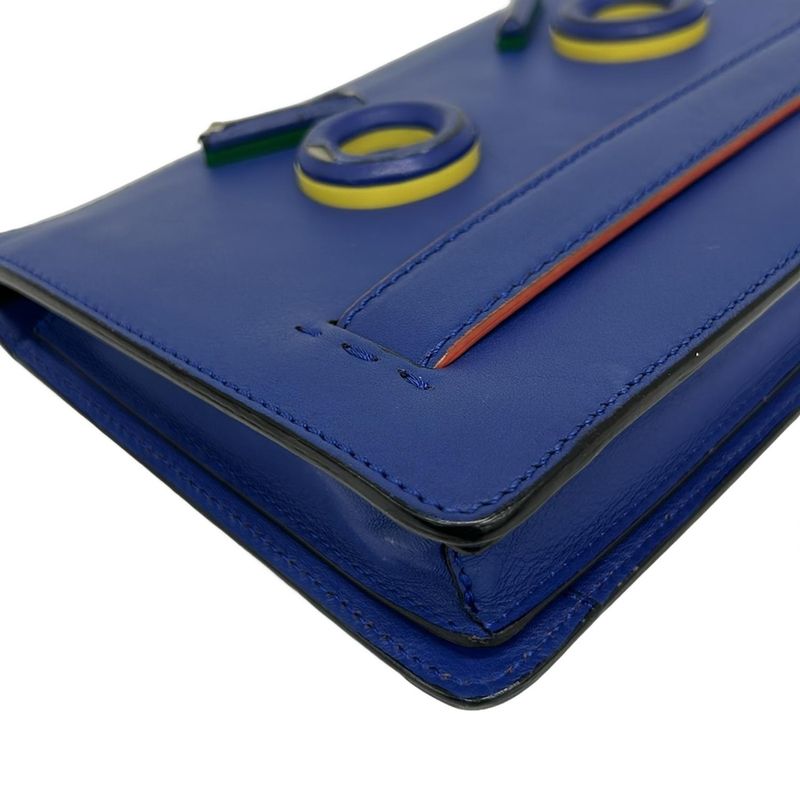 Fendi Clutch Bugs Blue Multi Leather