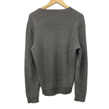 Louis Vuitton Long Sleeve Sweater M Dark Gray Crew Neck Damier Cotton Wool