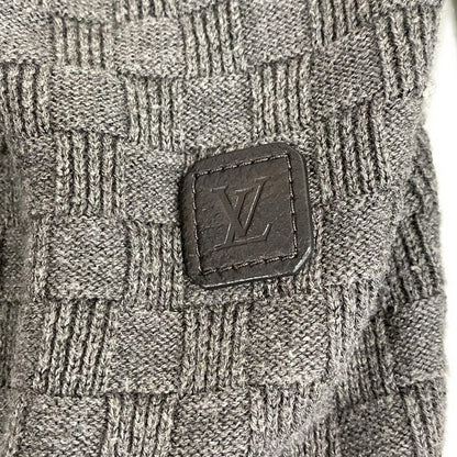 Louis Vuitton Long Sleeve Sweater M Dark Gray Crew Neck Damier Cotton Wool