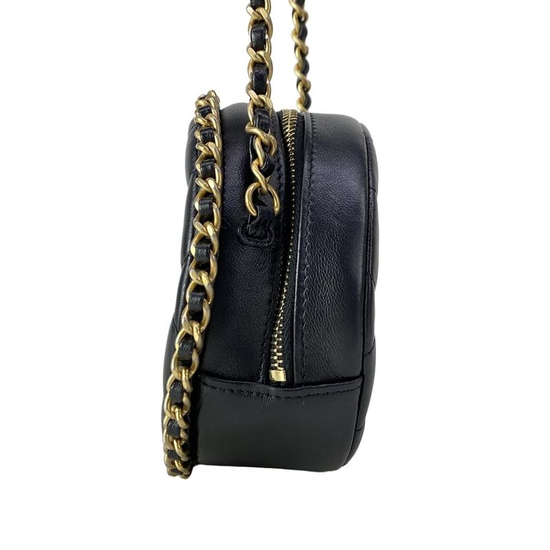 Chanel Shoulder Bag Classic Chain Clutch Quilted Black Vintage Gigold Lambskin
