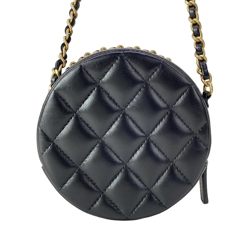 Chanel Shoulder Bag Classic Chain Clutch Quilted Black Vintage Gigold Lambskin