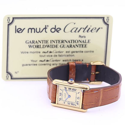 Cartier Must Tank Vermeil Quartz Ivory Dial Watch Kut