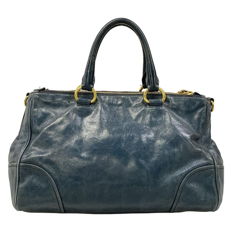 Prada Tote Blue Green Leather Tag