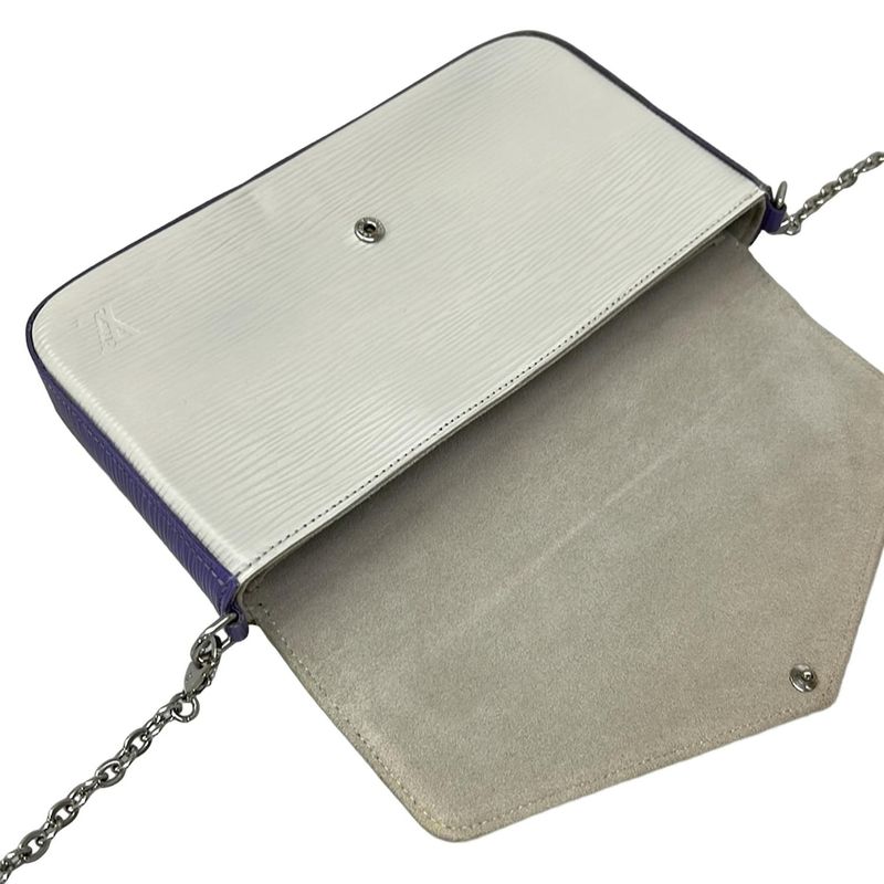 Louis Vuitton Wallet Epi Pochette Felicity Yellow Light Gray Purple Leather