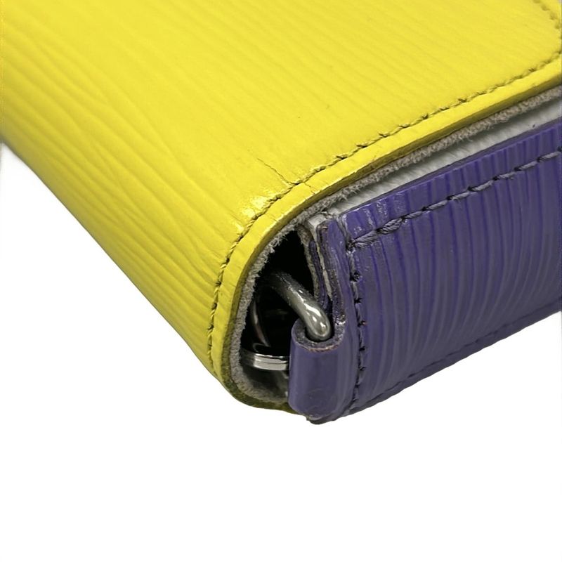 Louis Vuitton Wallet Epi Pochette Felicity Yellow Light Gray Purple Leather