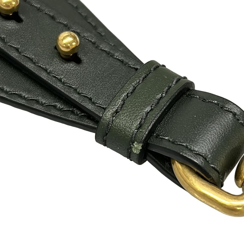 Dior Shoulder Strap Beige Dark Green Khaki Concho Leather