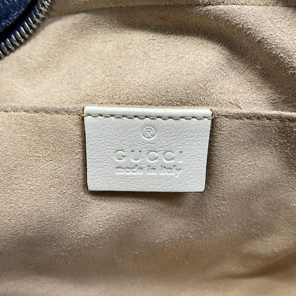 Gucci Shoulder Bag GG Marmont Navy Ivory Chain Leather