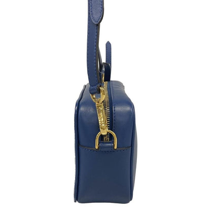 Fendi Shoulder Bag Cam Zucca Pattern Blue Camera Case Embossed Leather