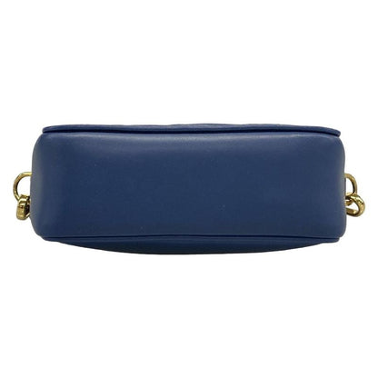 Fendi Shoulder Bag Cam Zucca Pattern Blue Camera Case Embossed Leather