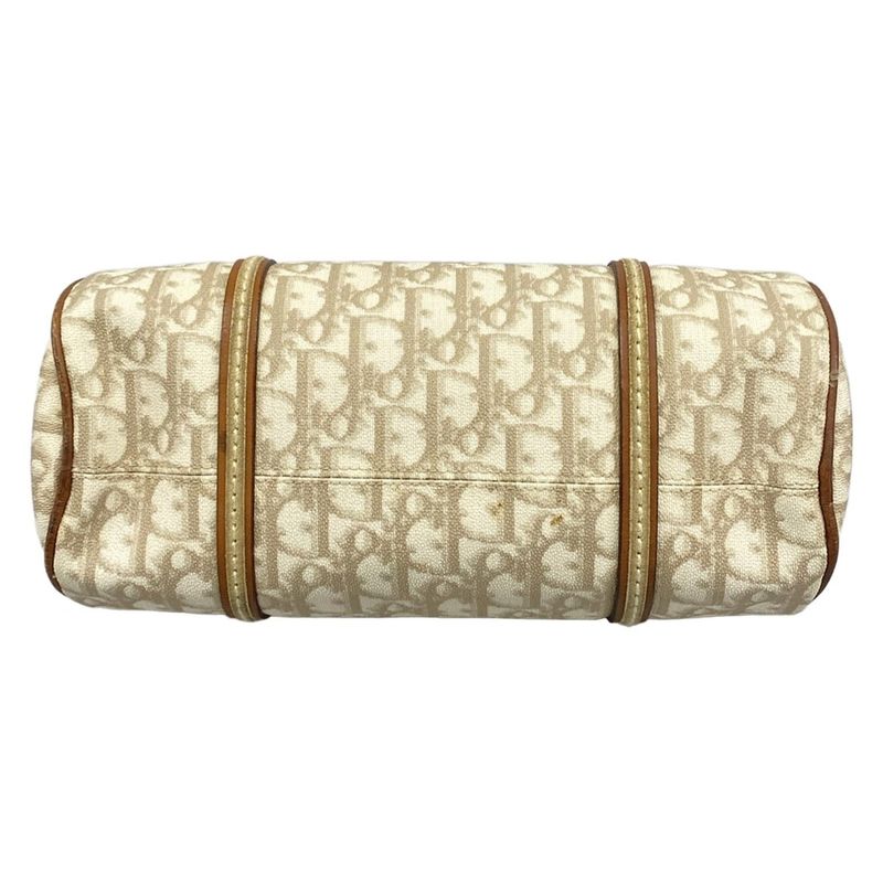 Dior Handbag Trotter Romantic Ivory Beige Brown Ribbon Leather