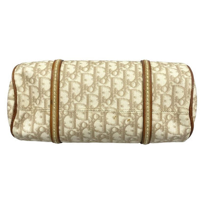 Dior Handbag Trotter Romantic Ivory Beige Brown Ribbon Leather