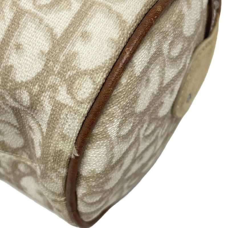 Dior Handbag Trotter Romantic Ivory Beige Brown Ribbon Leather