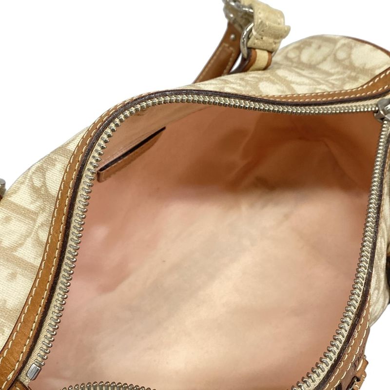 Dior Handbag Trotter Romantic Ivory Beige Brown Ribbon Leather