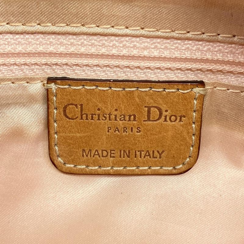 Dior Handbag Trotter Romantic Ivory Beige Brown Ribbon Leather