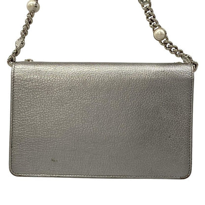 Miu Miu Shoulder Bag Miu Crystal Silver Chain Leather