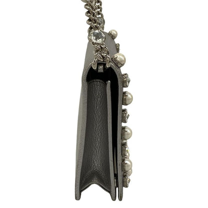 Miu Miu Shoulder Bag Miu Crystal Silver Chain Leather