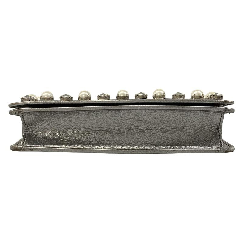 Miu Miu Shoulder Bag Miu Crystal Silver Chain Leather