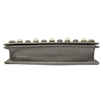Miu Miu Shoulder Bag Miu Crystal Silver Chain Leather