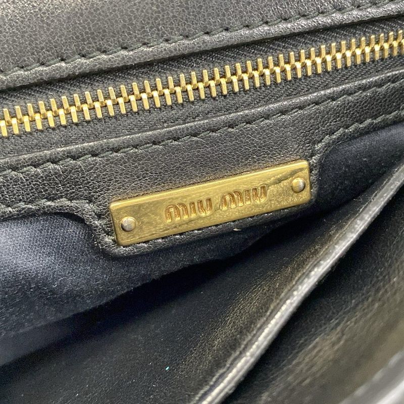 Miu Miu Shoulder Bag Matelasse Black Miu Logo Turnlock Leather