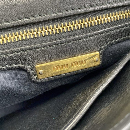 Miu Miu Shoulder Bag Matelasse Black Miu Logo Turnlock Leather