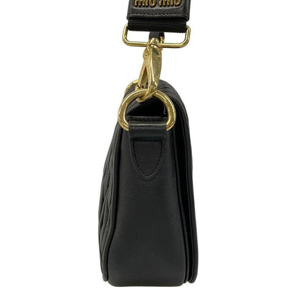 Miu Miu Shoulder Bag Matelasse Black Miu Logo Turnlock Leather