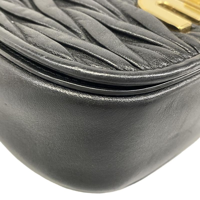 Miu Miu Shoulder Bag Matelasse Black Miu Logo Turnlock Leather