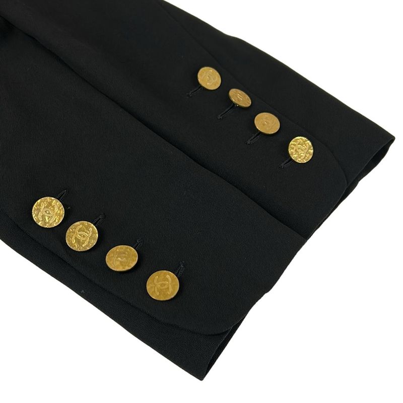 Chanel Jacket 38 M Black Double Wool