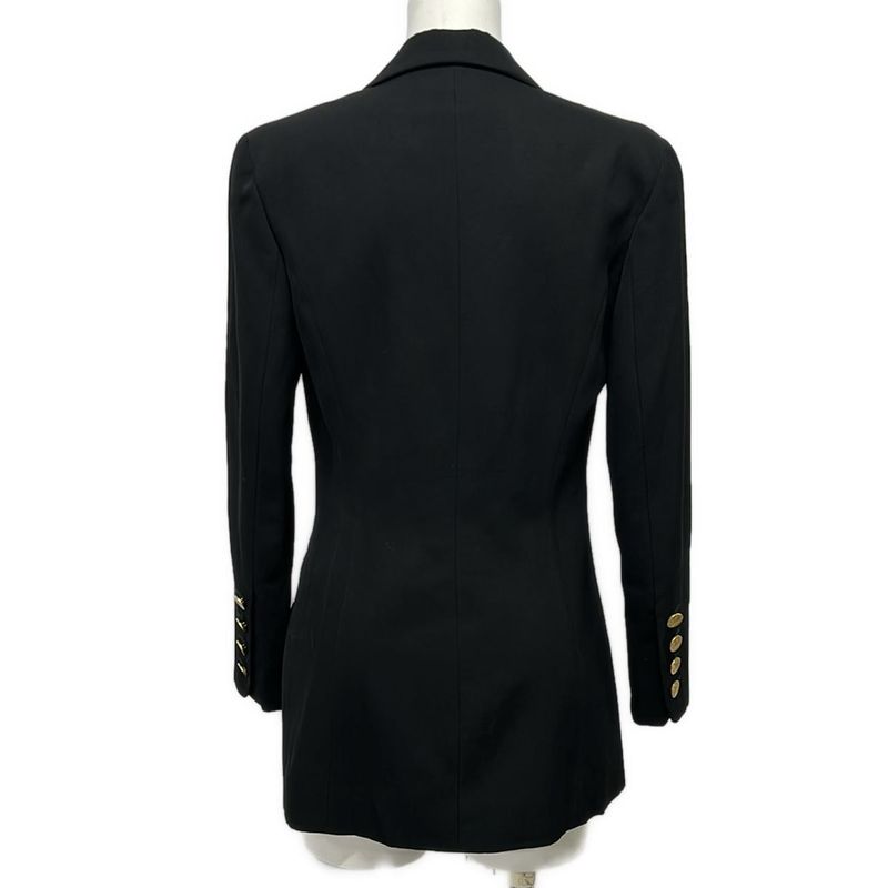 Chanel Jacket 38 M Black Double Wool