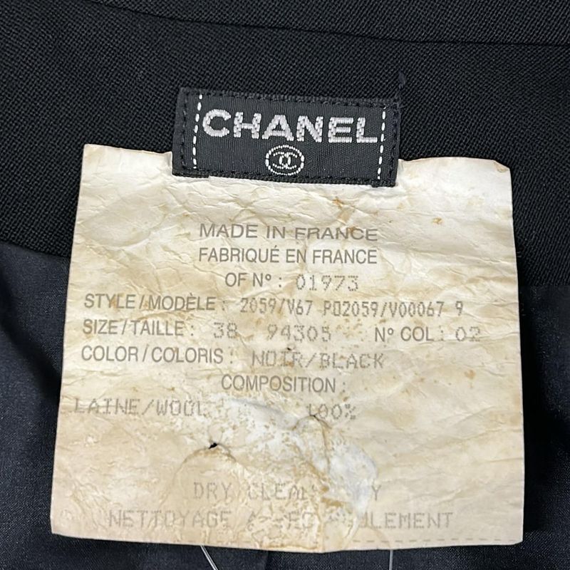 Chanel Jacket 38 M Black Double Wool