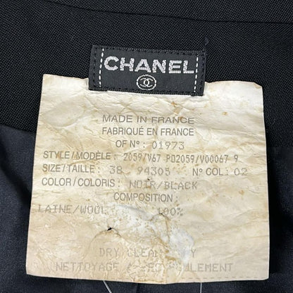 Chanel Jacket 38 M Black Double Wool
