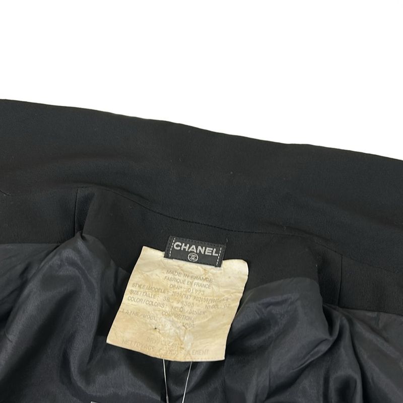 Chanel Jacket 38 M Black Double Wool