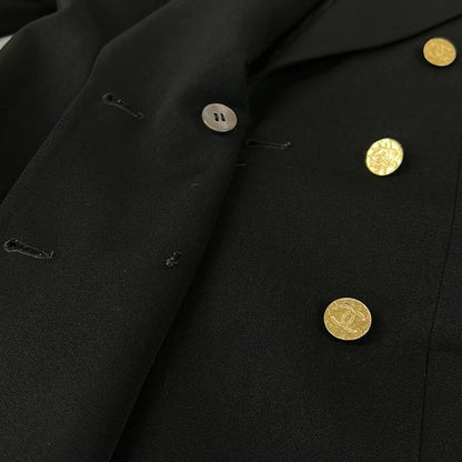 Chanel Jacket 38 M Black Double Wool