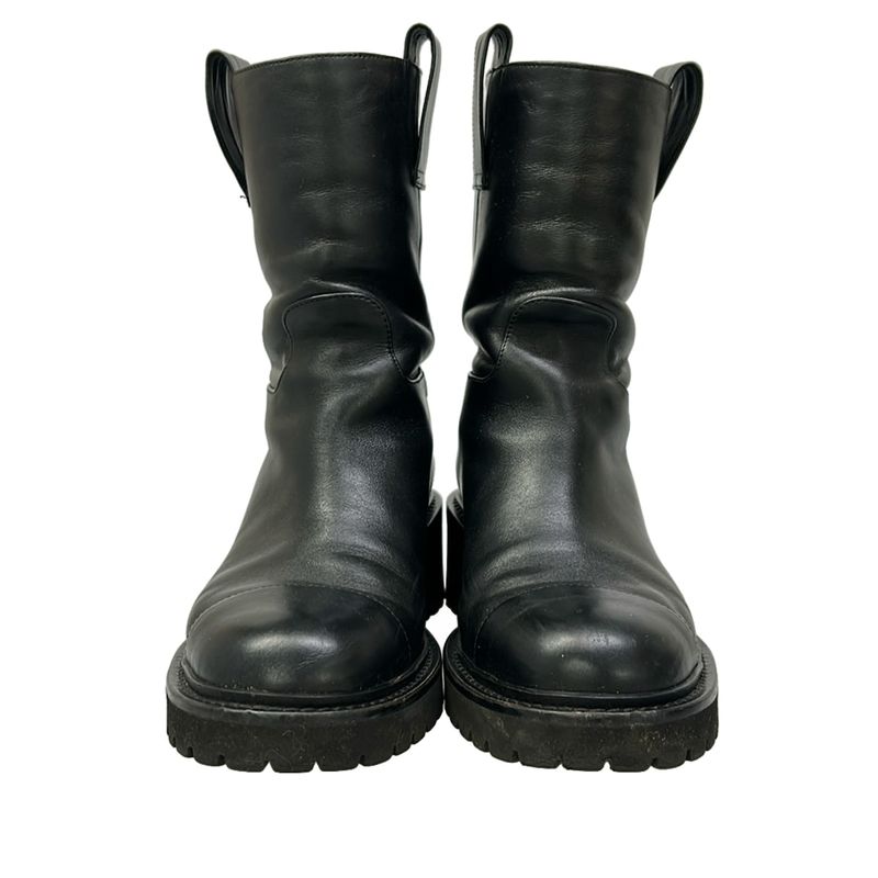 Chanel Short Boots 34.5 C Black CC Logo Leather